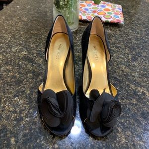Nine West Black Satin heels sz 7.5